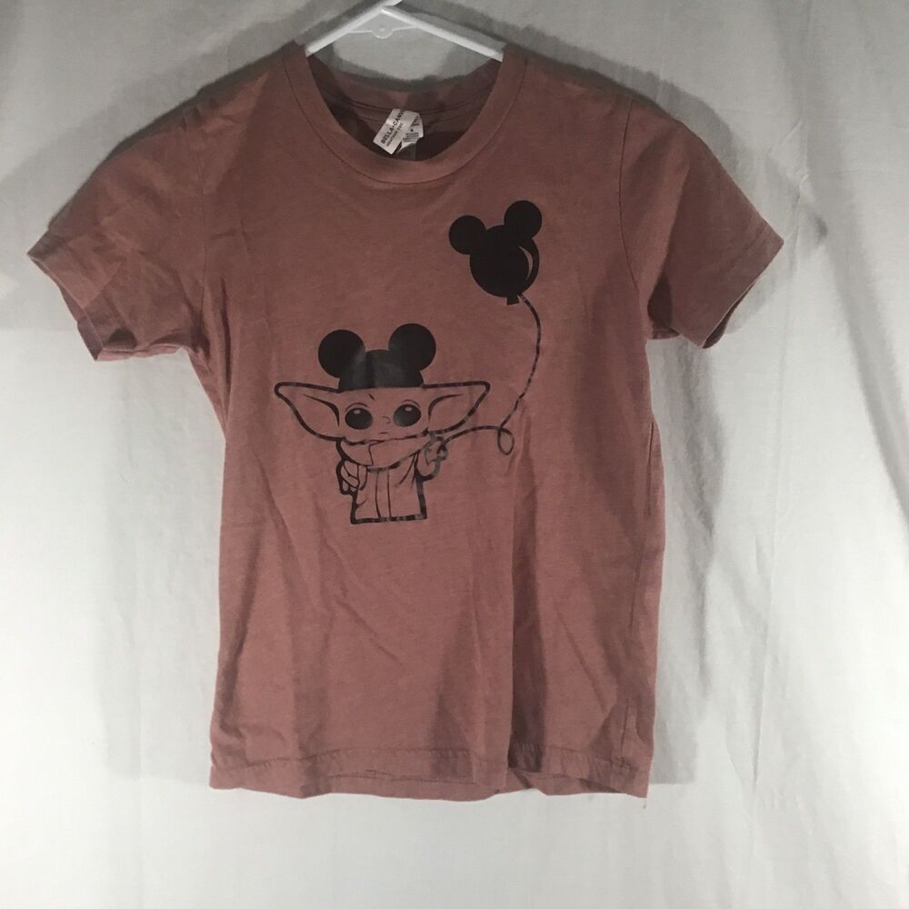 Grogu Mickey Ears Balloon Graphic Tee - Bella + Canvas Child's Size M - Mauve